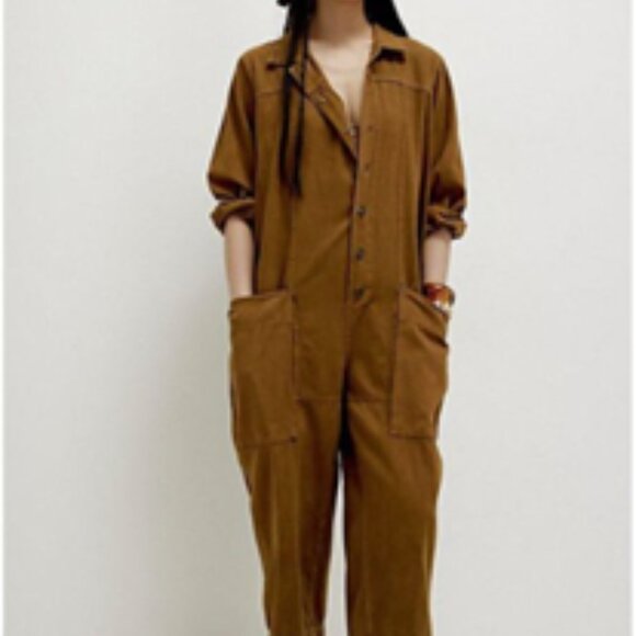 Free People Margarita brown chestnut jumpsuit size small - Picture 1 of 2